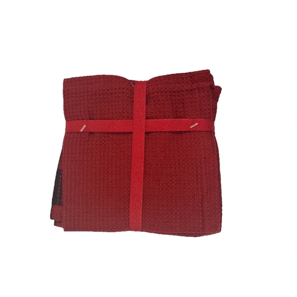 HOMEWEAR Red Black Check Buffalo Plaid Dishcloths Cotton Cabin/Lodge Set of 4